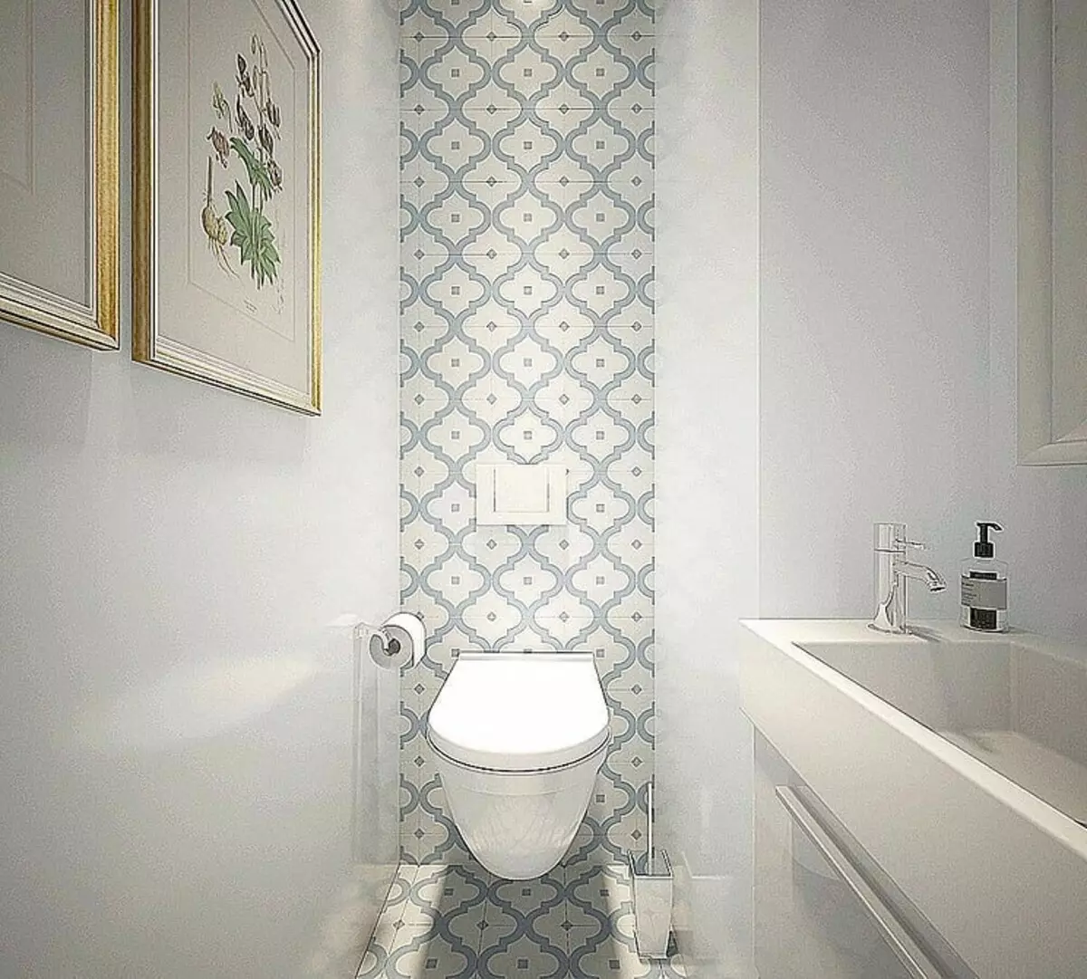 Gốm không dễ dàng: 60 ý tưởng thiết kế để sử dụng gạch trong nhà vệ sinh 9369_93