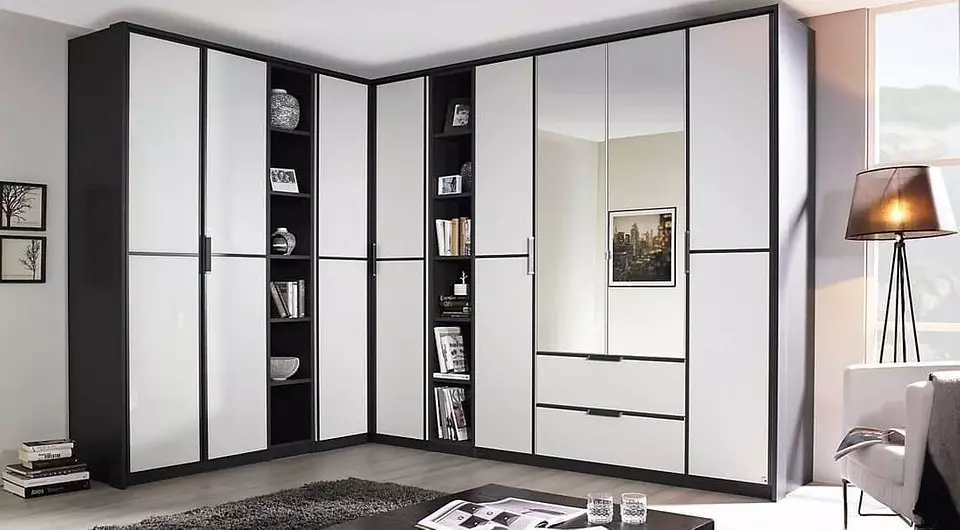 11 sulok wardrobes, na ganap na magkasya sa loob ng living room