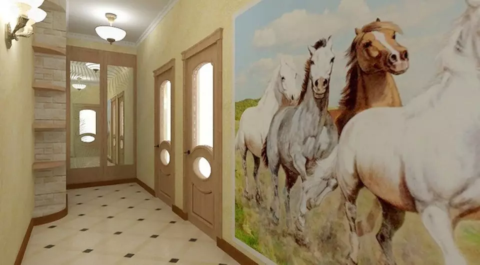 კედლის ფრესკული Hallway და Corridor: 45 თანამედროვე დიზაინერი იდეები