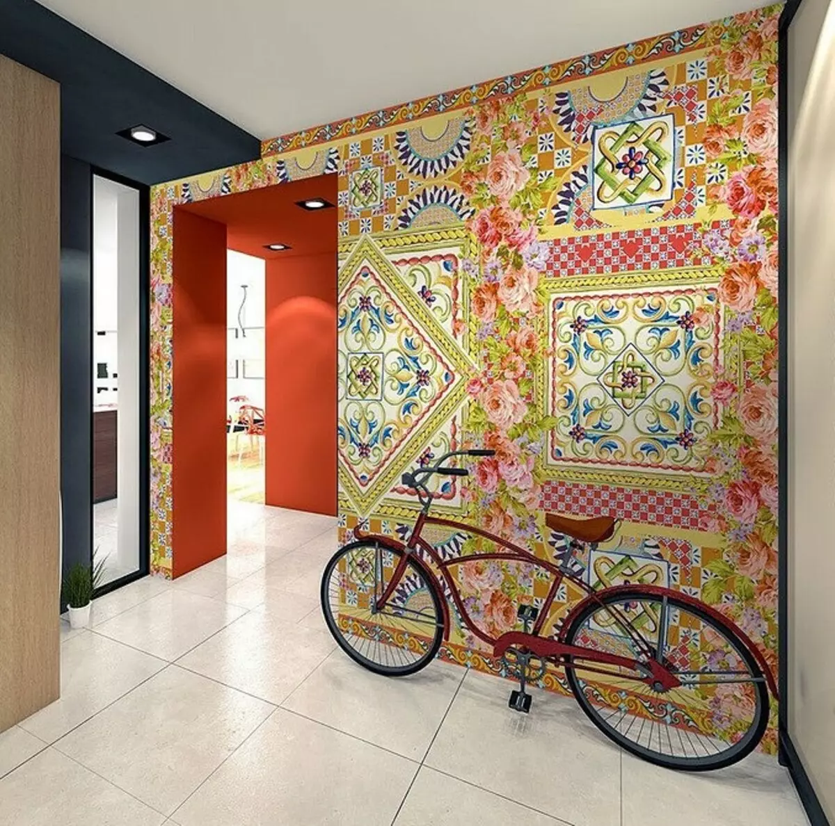 Vægmaleri til hall og korridor: 45 moderne designer ideer 9473_39