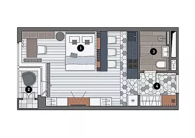Mieszkanie dla młoda para: stylowy Ecoofoft na miejscu Little Odnushka 9549_22
