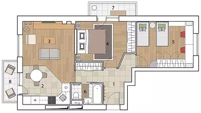 Deseño dun pequeno pé cunha sala de estar e cuartos espazos 9563_17