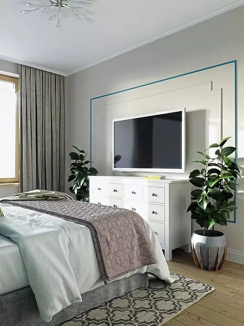 Cucina-soggiorno, camera da letto e spogliatoio in un appartamento con una camera 9600_12