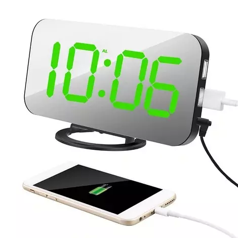 Digital alarm clock with USB connector