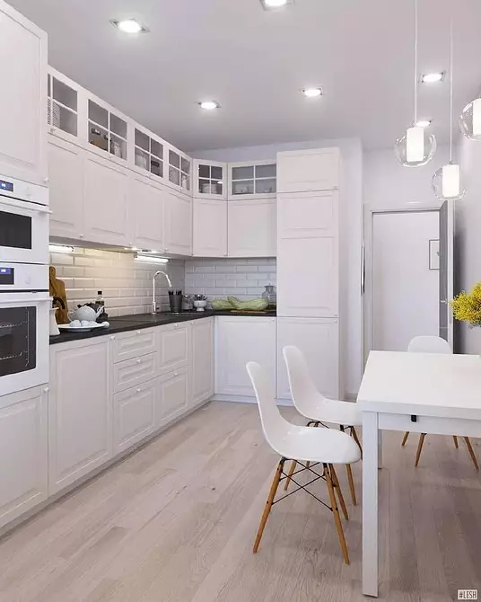 Design del soffitto elasticizzato in cucina: 40 opzioni moderne 9666_20