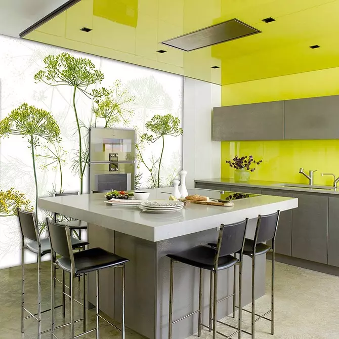 מתיחה תקרה עיצוב במטבח: 40 אפשרויות מודרניות 9666_21