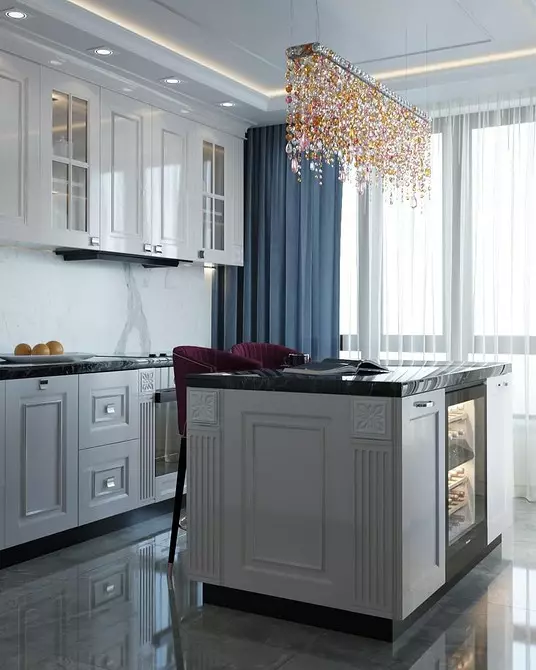 מתיחה תקרה עיצוב במטבח: 40 אפשרויות מודרניות 9666_47