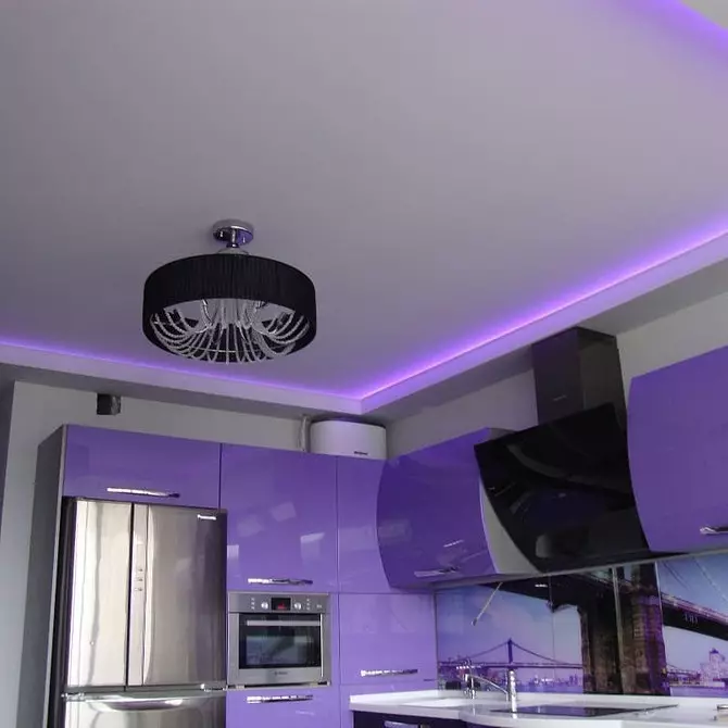 Stretch loft design i køkkenet: 40 moderne muligheder 9666_54