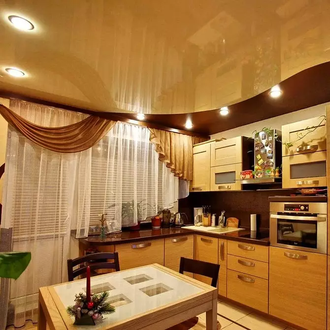 Deseño de teito de estiramento na cociña: 40 Opcións modernas 9666_71