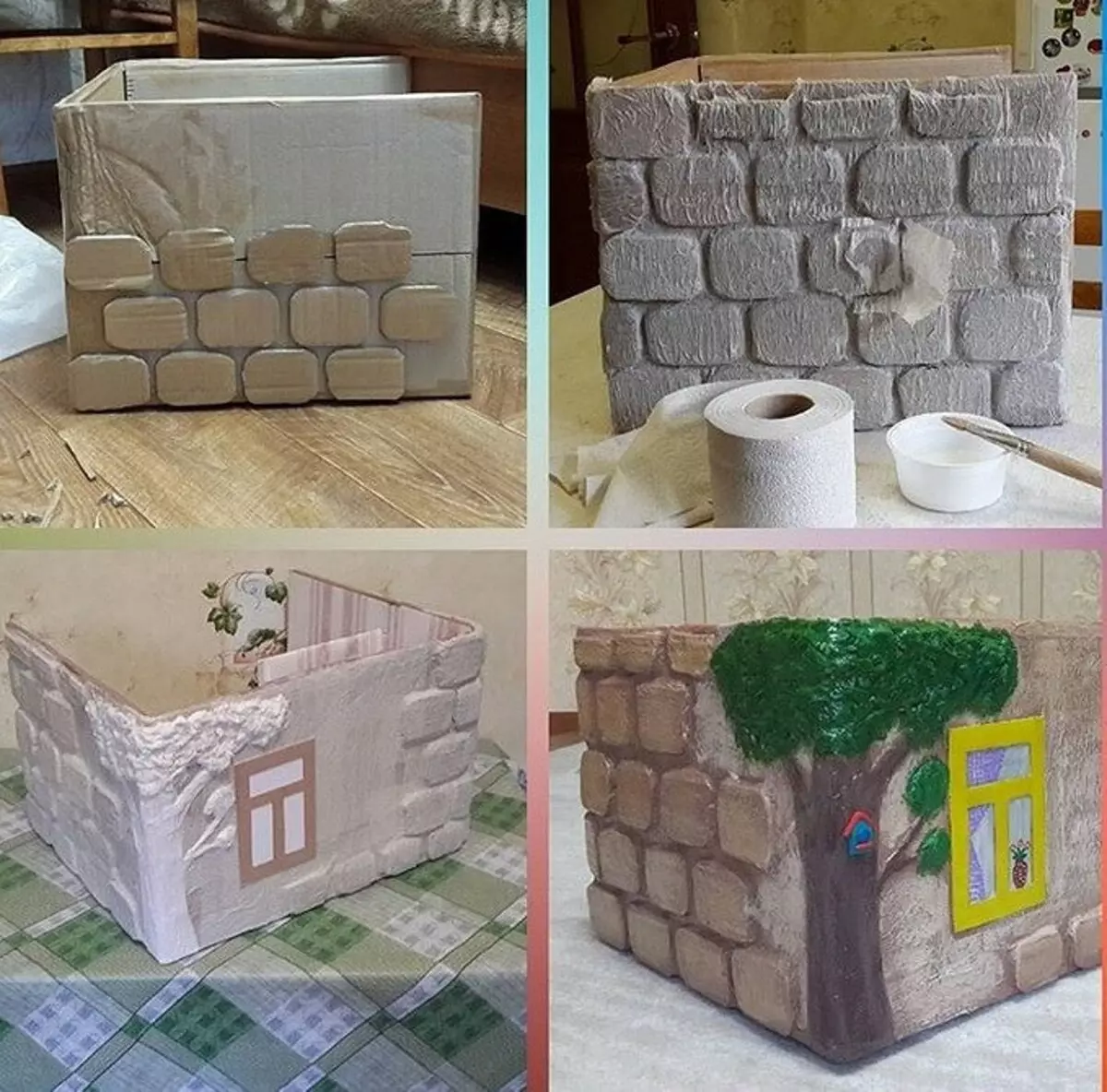 Bërja e një shtëpie kukullash nga kutia me duart tuaja: Udhëzimet për krijimin e një dekor të pazakontë 9712_120