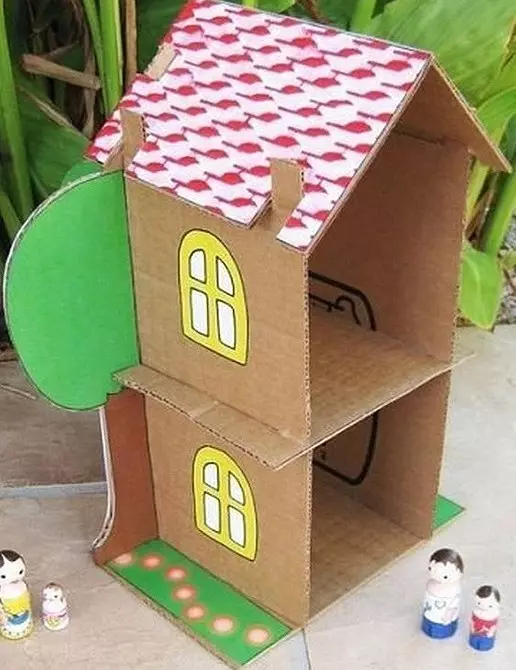 Machen Sie ein Puppenhaus aus der Box mit eigenen Händen: Anweisungen zum Erstellen eines ungewöhnlichen Dekors 9712_125