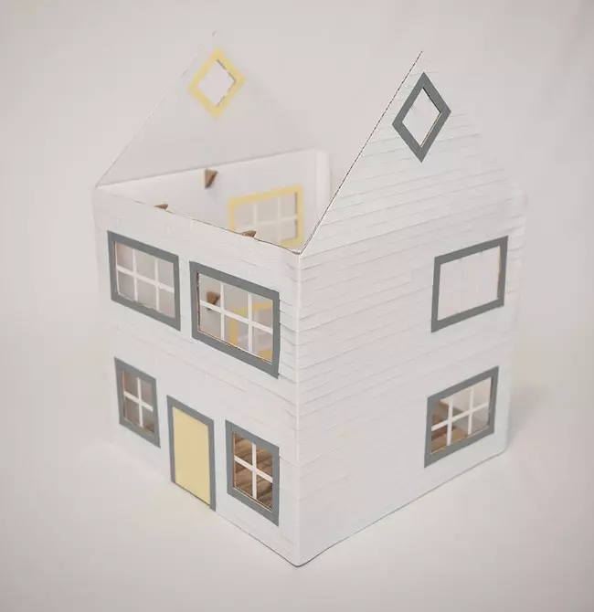 Izrada lutkarne kuće iz kutije s vlastitim rukama: upute za stvaranje neobičnog dekoracije 9712_19
