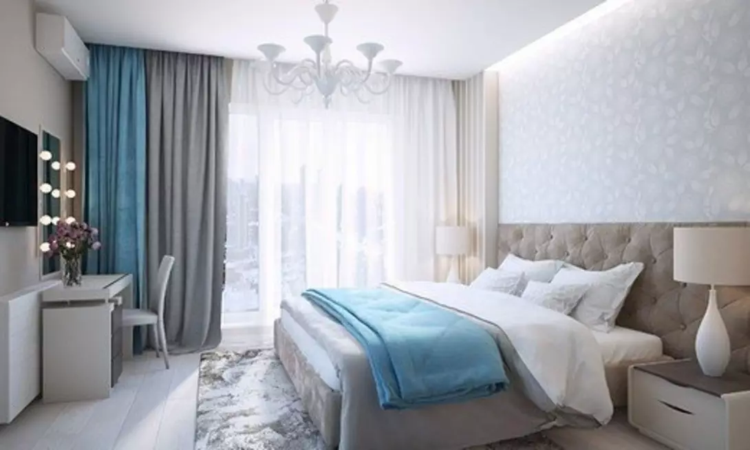 Бірюзовий колір в інтер'єрі спальні: 70 свіжих ідей з фото 9773_101