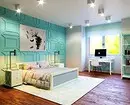Turkusowy kolor w sypialni wnętrze: 70 świeży pomysły ze zdjęciami 9773_108