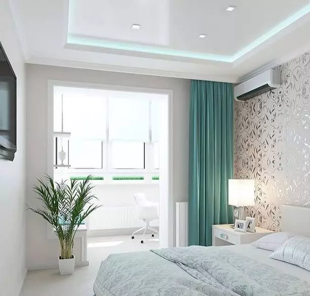 寝室のインテリアのターコイズ色の色：写真と70の新鮮なアイデア 9773_113
