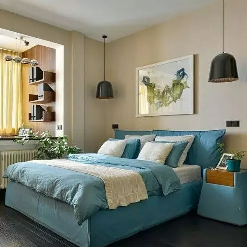 Couleur turquoise dans la chambre à coucher Intérieur: 70 idées fraîches avec photos 9773_133