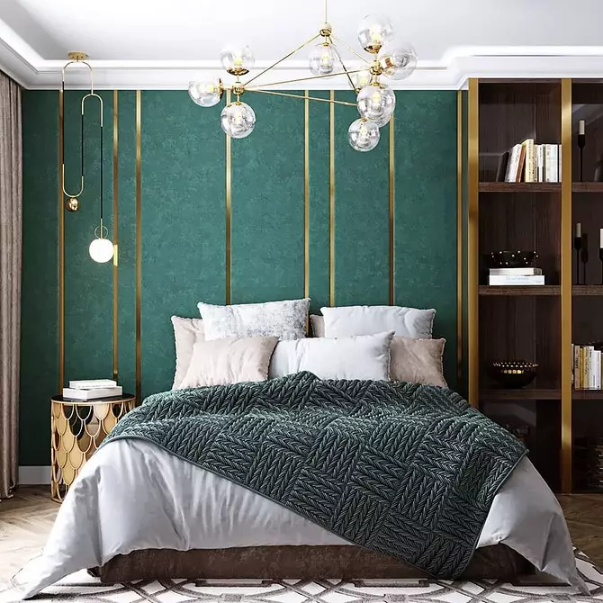 Тюркоазен цвят в спалнята Интериор: 70 нови идеи със снимки 9773_138