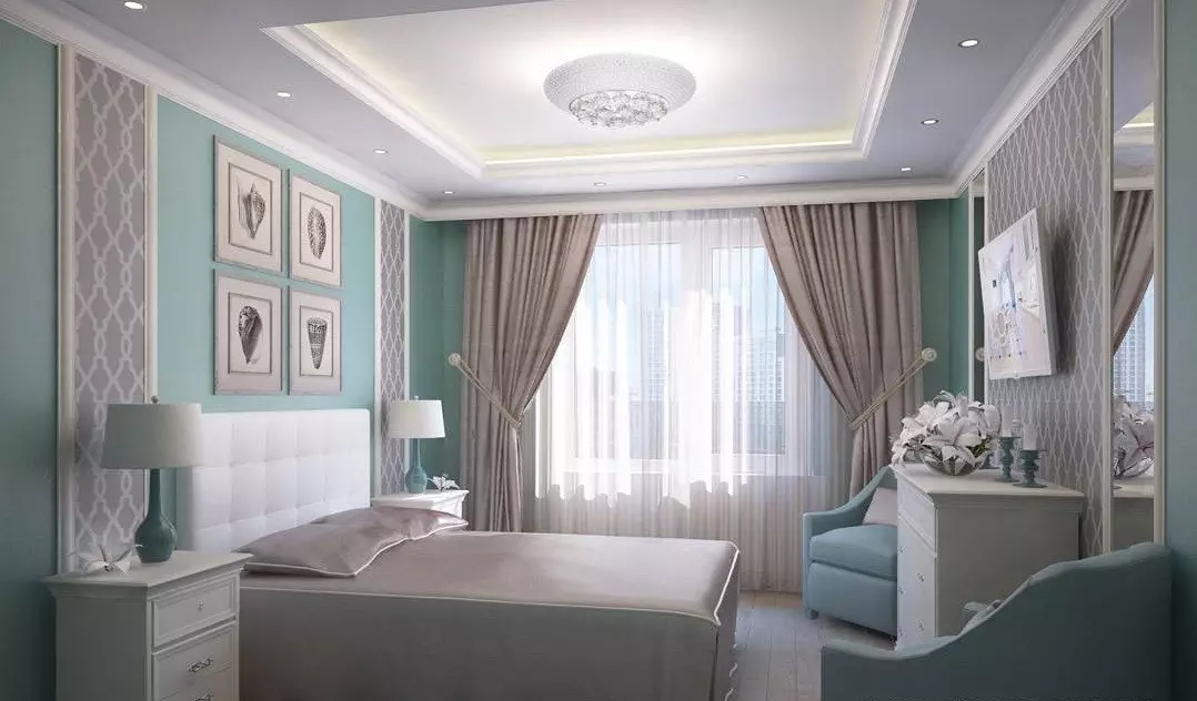 Turquoise kleur in slaapkamer interieur: 70 frisse ideeën met foto's 9773_20