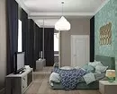 Warna pirus dalam interior kamar tidur: 70 ide segar dengan foto 9773_35