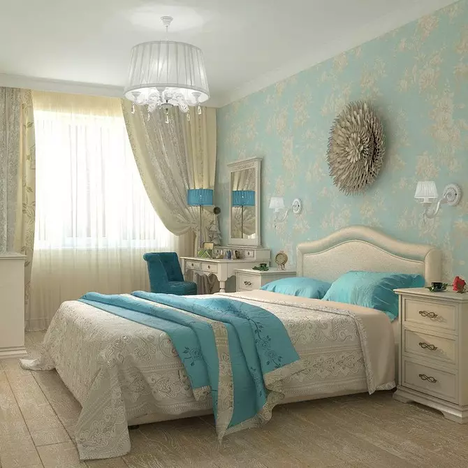 Тиркизна боја во внатрешноста на спалната соба: 70 свежи идеи со фотографии 9773_37