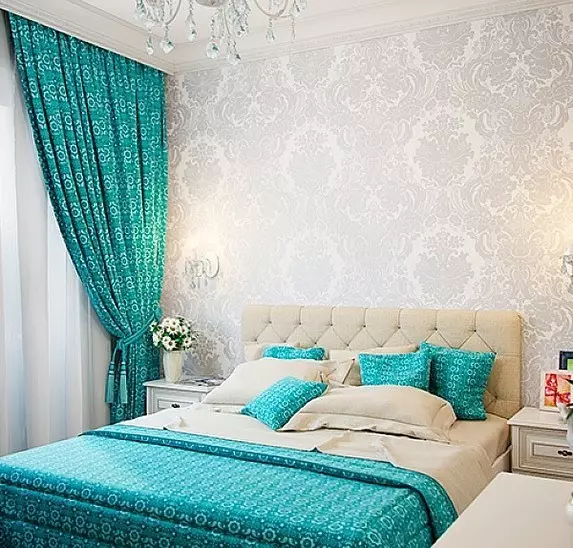 Türkiz színe a hálószobában belsejében: 70 friss ötlet fotókkal 9773_46