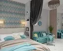 Turquoise kleur in slaapkamer binneland: 70 vars idees met foto's 9773_5