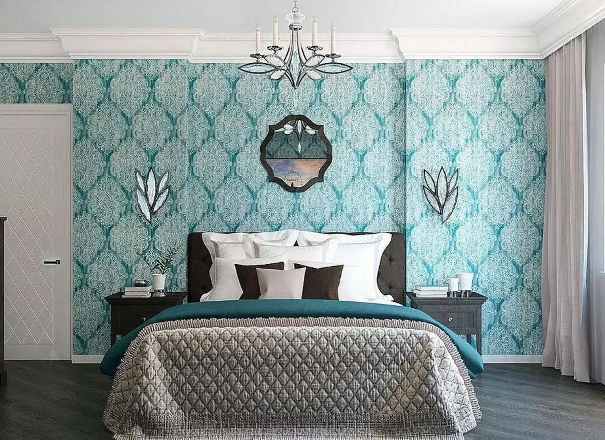 Turquoise kleur in slaapkamer binneland: 70 vars idees met foto's 9773_71