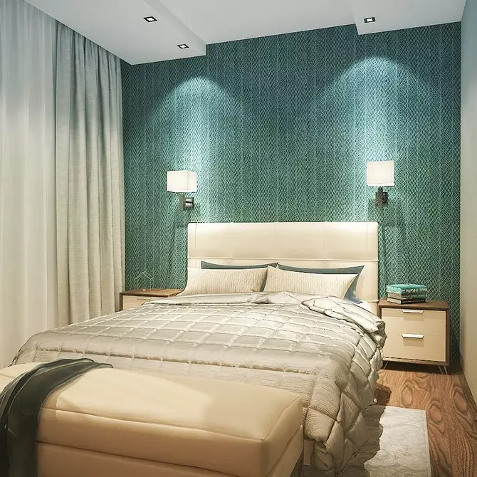 Warna pirus dalam interior kamar tidur: 70 ide segar dengan foto 9773_76