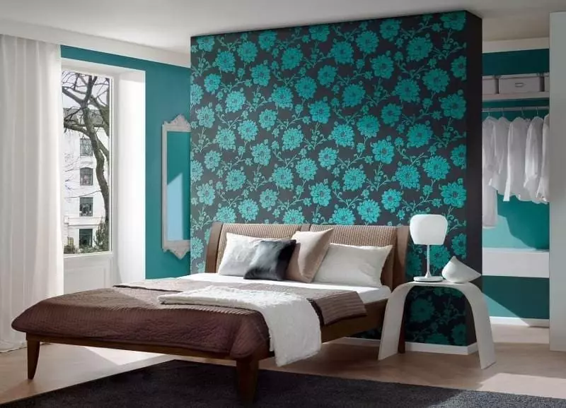 Couleur turquoise dans la chambre à coucher Intérieur: 70 idées fraîches avec photos 9773_78