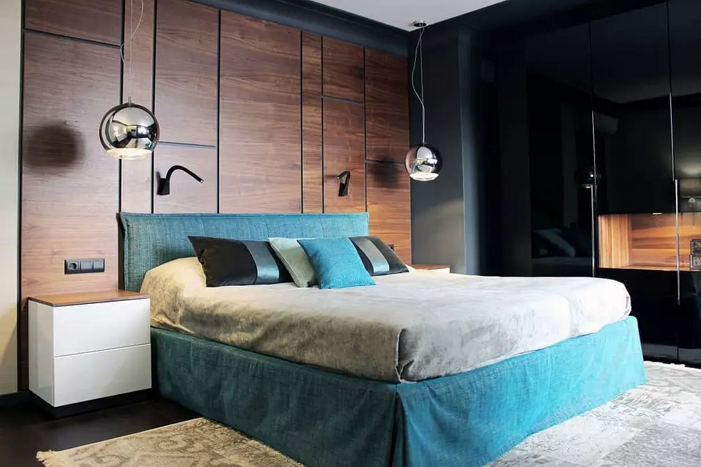 Тюркоазен цвят в спалнята Интериор: 70 нови идеи със снимки 9773_87