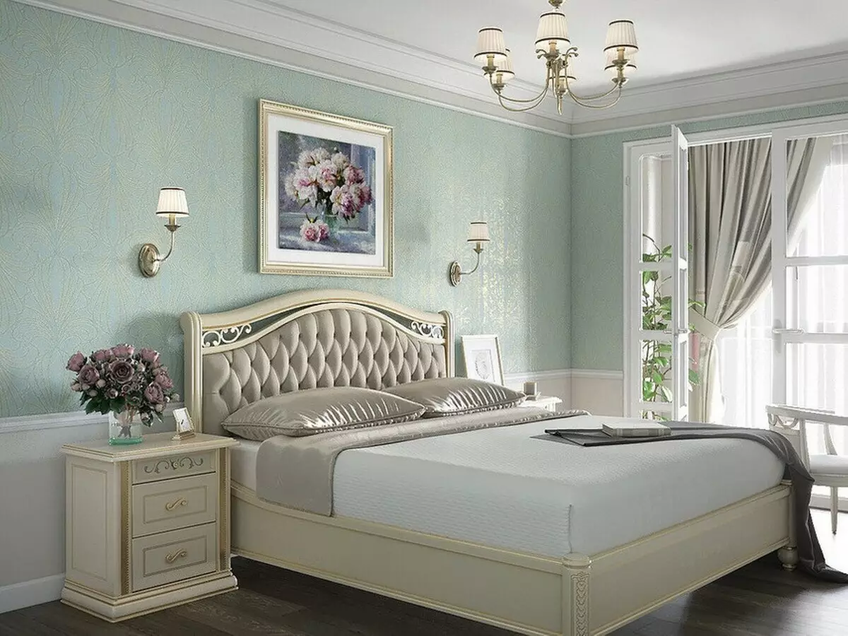 Warna pirus dalam interior kamar tidur: 70 ide segar dengan foto 9773_9