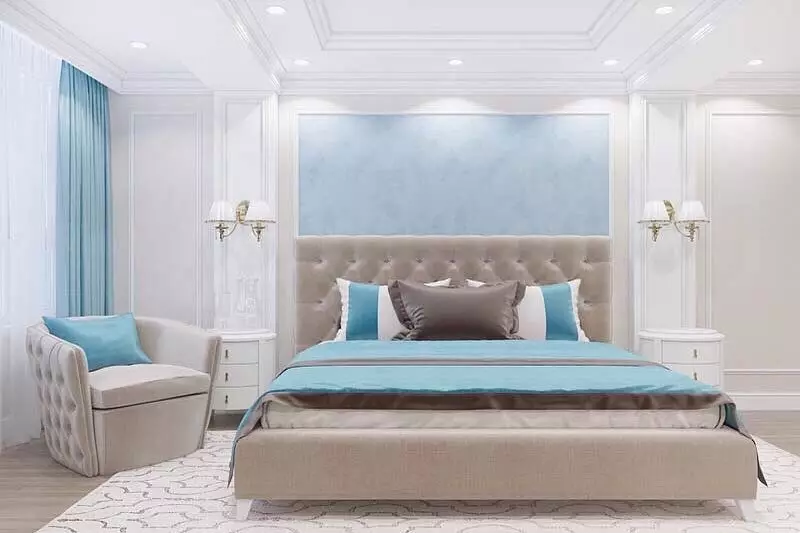 Turkizna barva v notranjosti spalnice: 70 svežih idej s fotografijami 9773_93