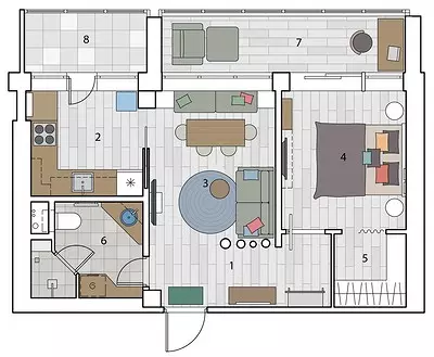 木を重視したアパートのデザイン：寝室のボードとリビングルームのバーチ 9774_18