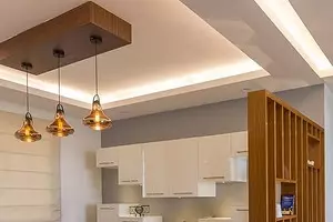 Pilih siling drywall untuk dapur: pilihan reka bentuk dengan foto dan tip berguna 9787_1