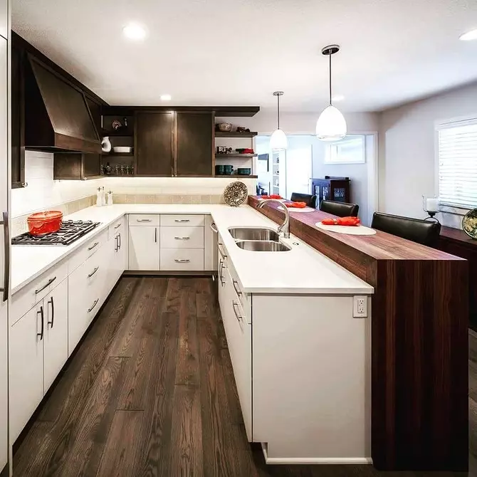 เลือกเพดานของ Drywall สำหรับห้องครัว: ตัวเลือกการออกแบบที่มีภาพถ่ายและเคล็ดลับที่มีประโยชน์ 9787_10