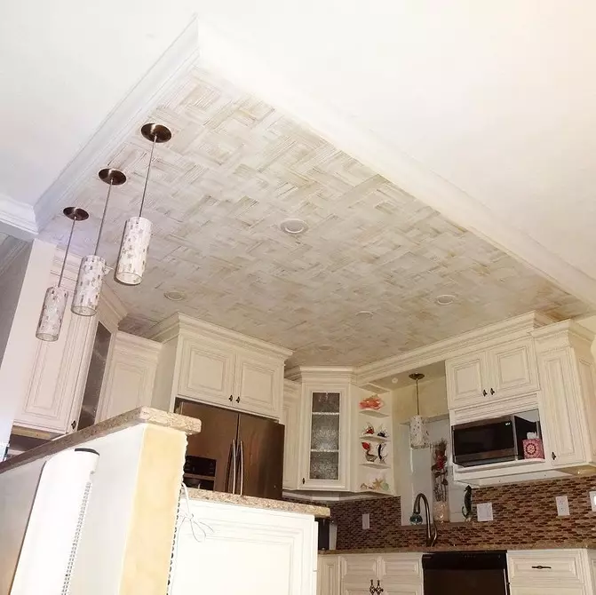 Pilih langit-langit drywall untuk dapur: Pilihan desain dengan foto dan tips berguna 9787_41