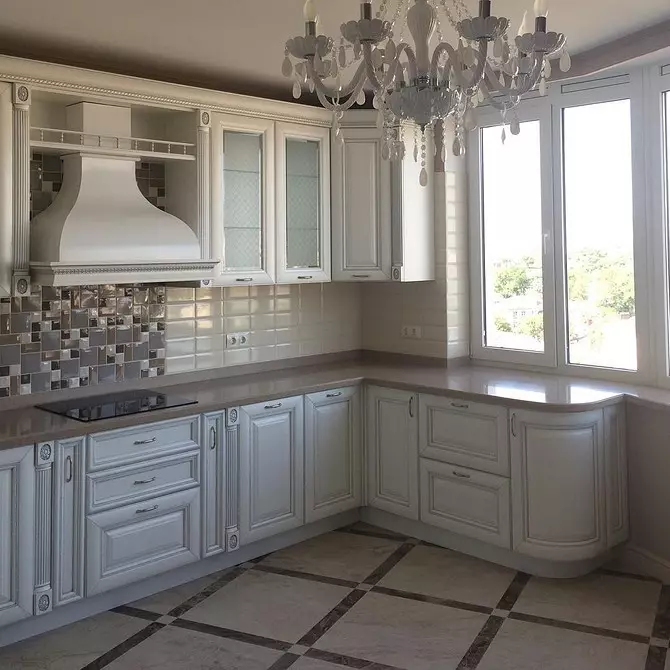 NeoClassic Style Kitchen: 70 vebijarkên sêwiranê bi wêne û serişteyên li ser sêwiranê 9805_31