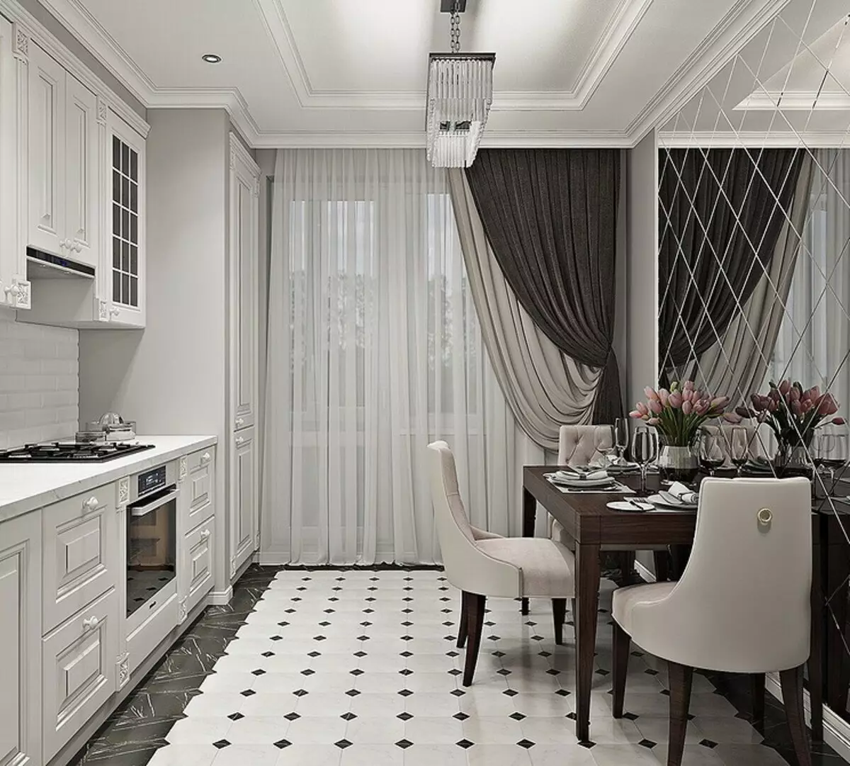 Neoklassic Style Kitchen: 70 Opcije dizajna sa fotografijama i savjetima na dizajnu 9805_87