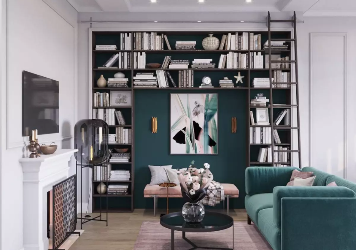 Deseño de sala de estar en 2019: Tendencias principais e antitrands 9807_10