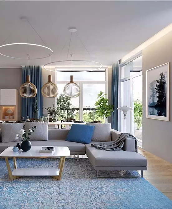 Deseño de sala de estar en 2019: Tendencias principais e antitrands 9807_138