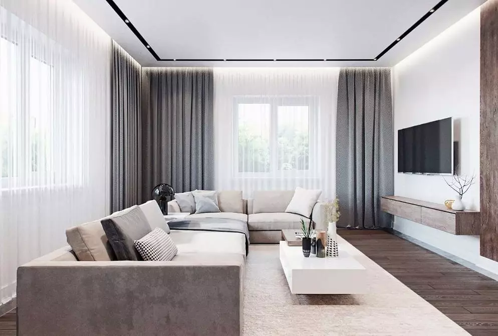 Deseño de sala de estar en 2019: Tendencias principais e antitrands 9807_23