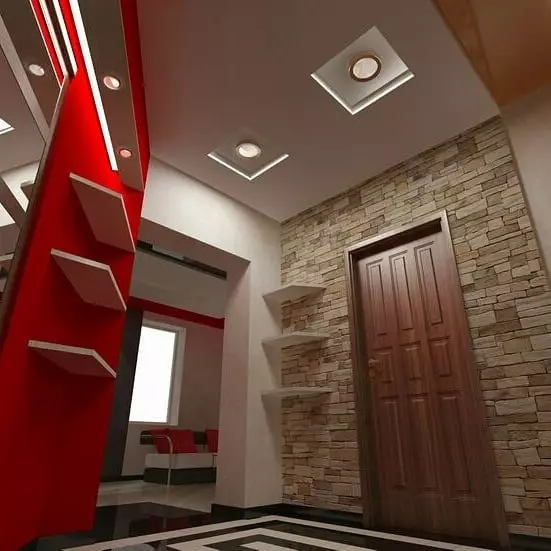 Selezionare il soffitto elasticizzato nel corridoio: tipi e opzioni di progettazione con le foto 9838_94