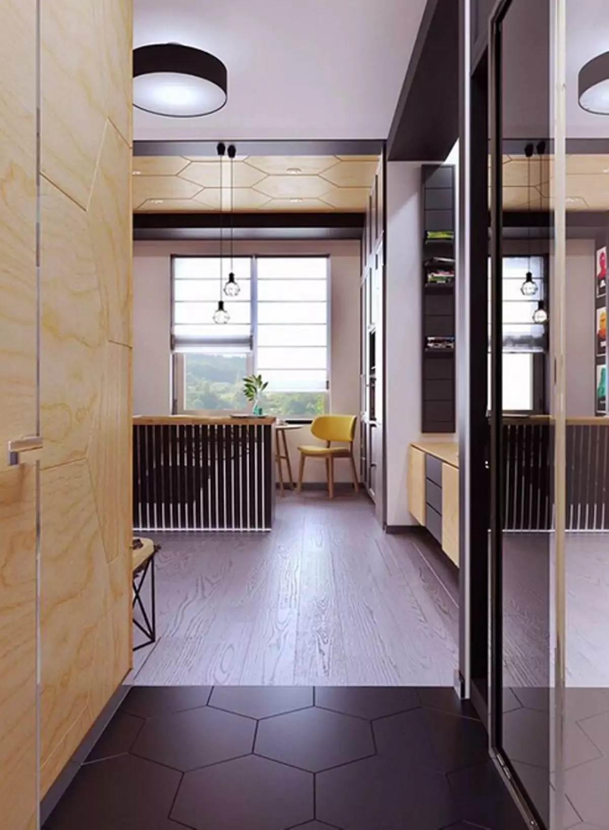 9 Opcions de disseny per a apartaments-estudi de 25 metres quadrats i fotos que es poden inspirar 9843_116