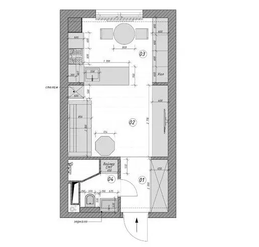 9 Pilihan desain pikeun apartemen-studio 25 sq.m sareng poto anu tiasa diideuan 9843_121