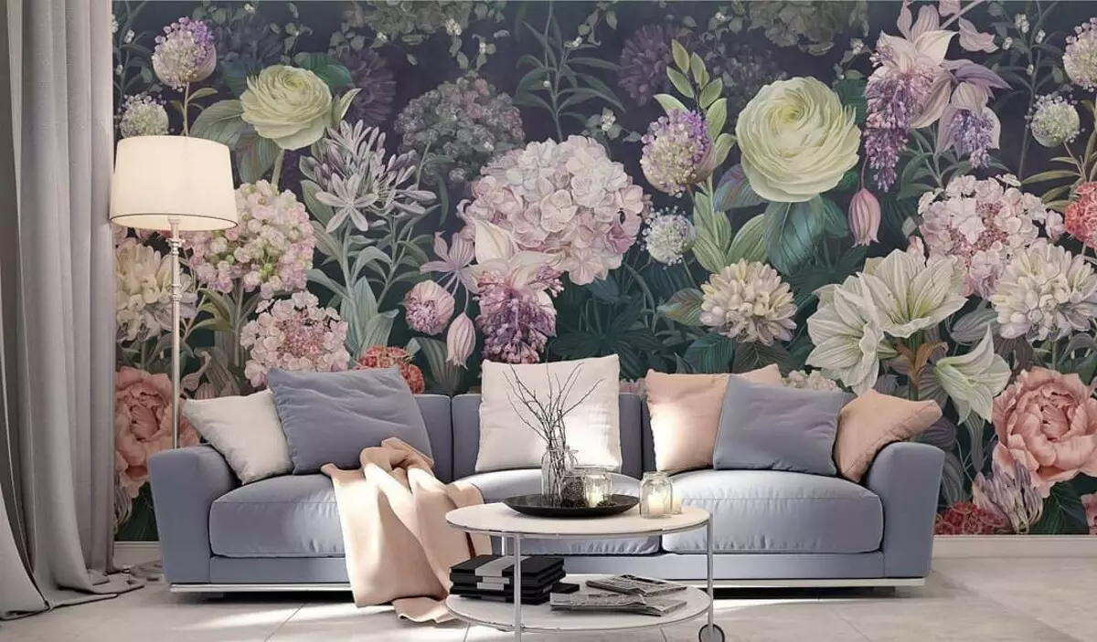 Mural mural a la sala d'estar Interior: 60+ belles solucions 9888_31