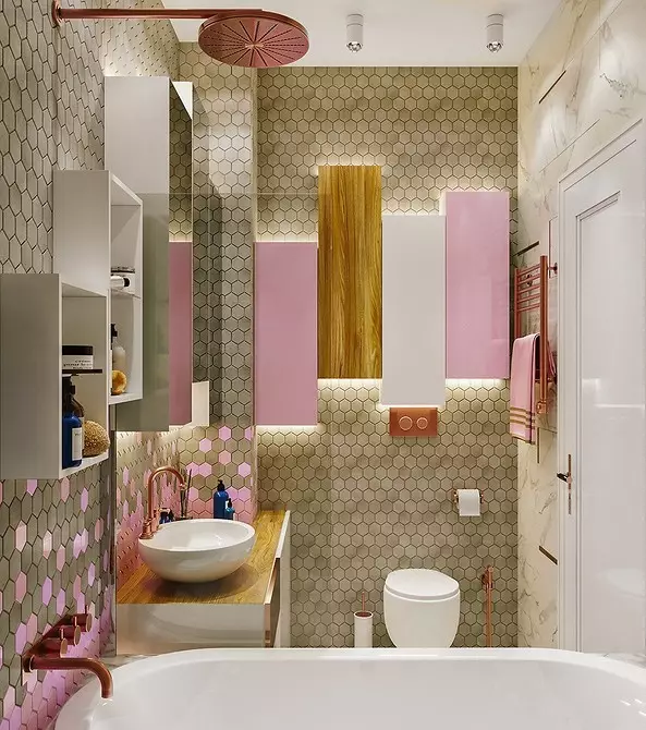 12 डिजाइनर बाथरूमहरूको परियोजनाहरू जुन तपाईंलाई उदासीन छोड्ने छैन 9934_48