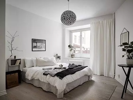 Skandinawiese styl in die slaapkamer Binne: 50 pragtige voorbeelde 9947_15