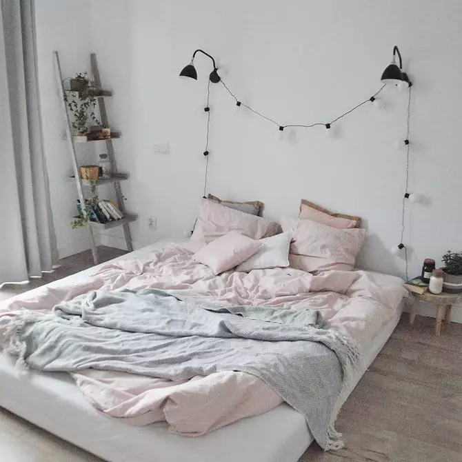 Scandinavian tyyli makuuhuoneen sisustus: 50 kauniita esimerkkejä 9947_30