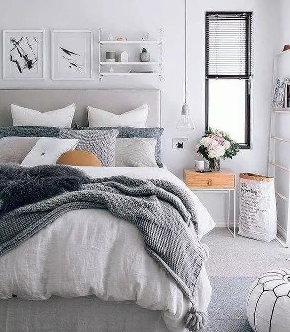 Skandinawiese styl in die slaapkamer Binne: 50 pragtige voorbeelde 9947_36