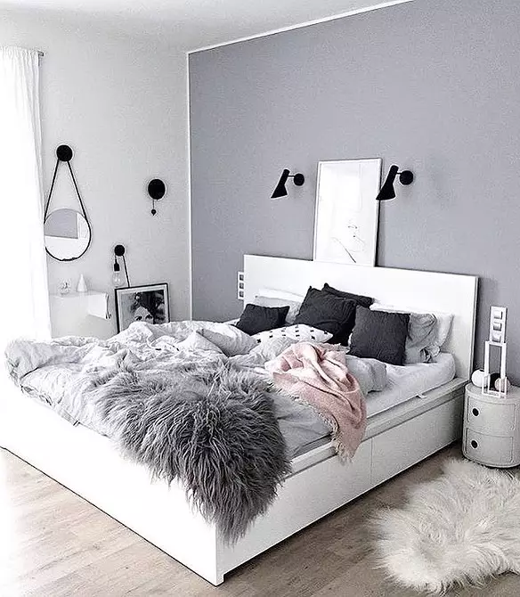 Skandinavisk stil i sovrummet interiör: 50 vackra exempel 9947_6